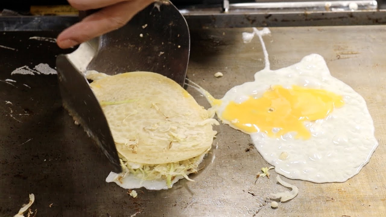 Teppanyaki Egg Okonomiyaki  Octopus Balls Takoyaki - Japanese Street Food - Okinawa Japan