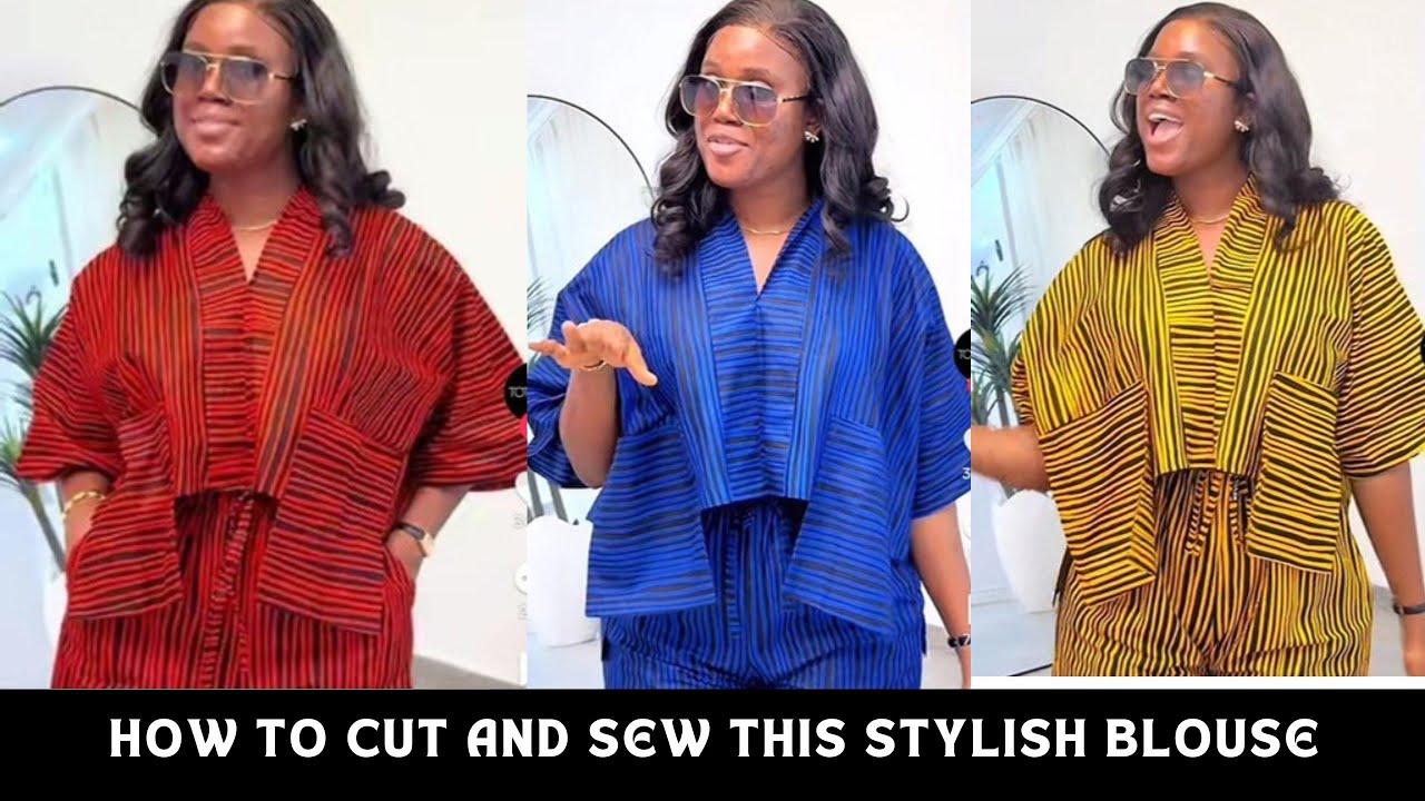 How to Cut and Sew This Trendy High Low Boubou/Kimono Top With Pockets #fashion #blouse #diy #sewing