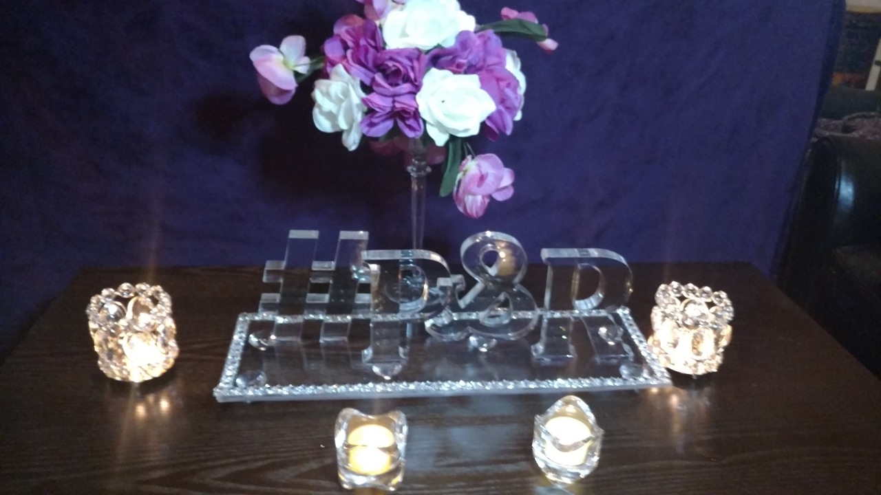 Glam Crystal Hashtag Wedding Centerpiece