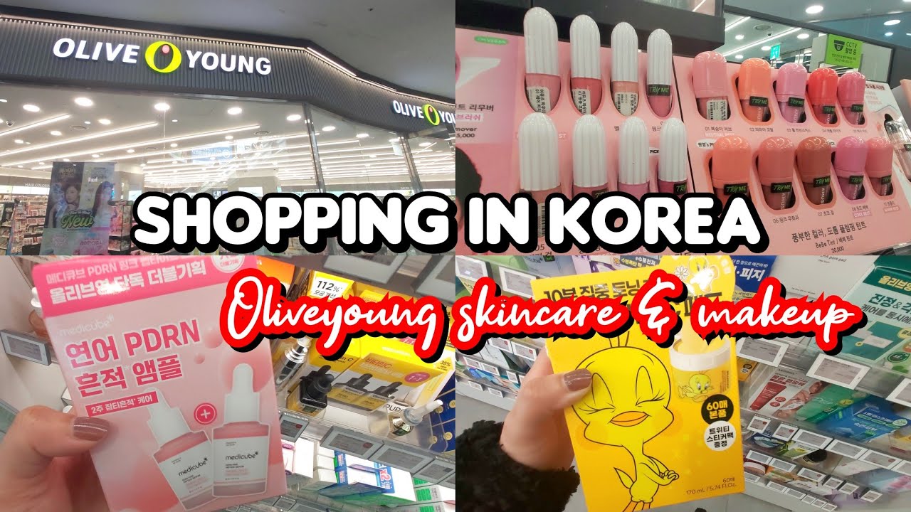 Shopping in korea 🇰🇷 vlog, OLIVE YOUNG NEW SKINCARE AND MAKEUP 🛍 Mini Eye palette & lip tint