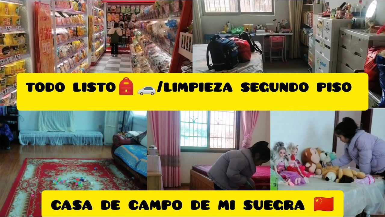 Alistando 🎒🛍 todo para ir a la🏡 de campo de mi suegra🇨🇳//limpiando el segundo piso🛏
