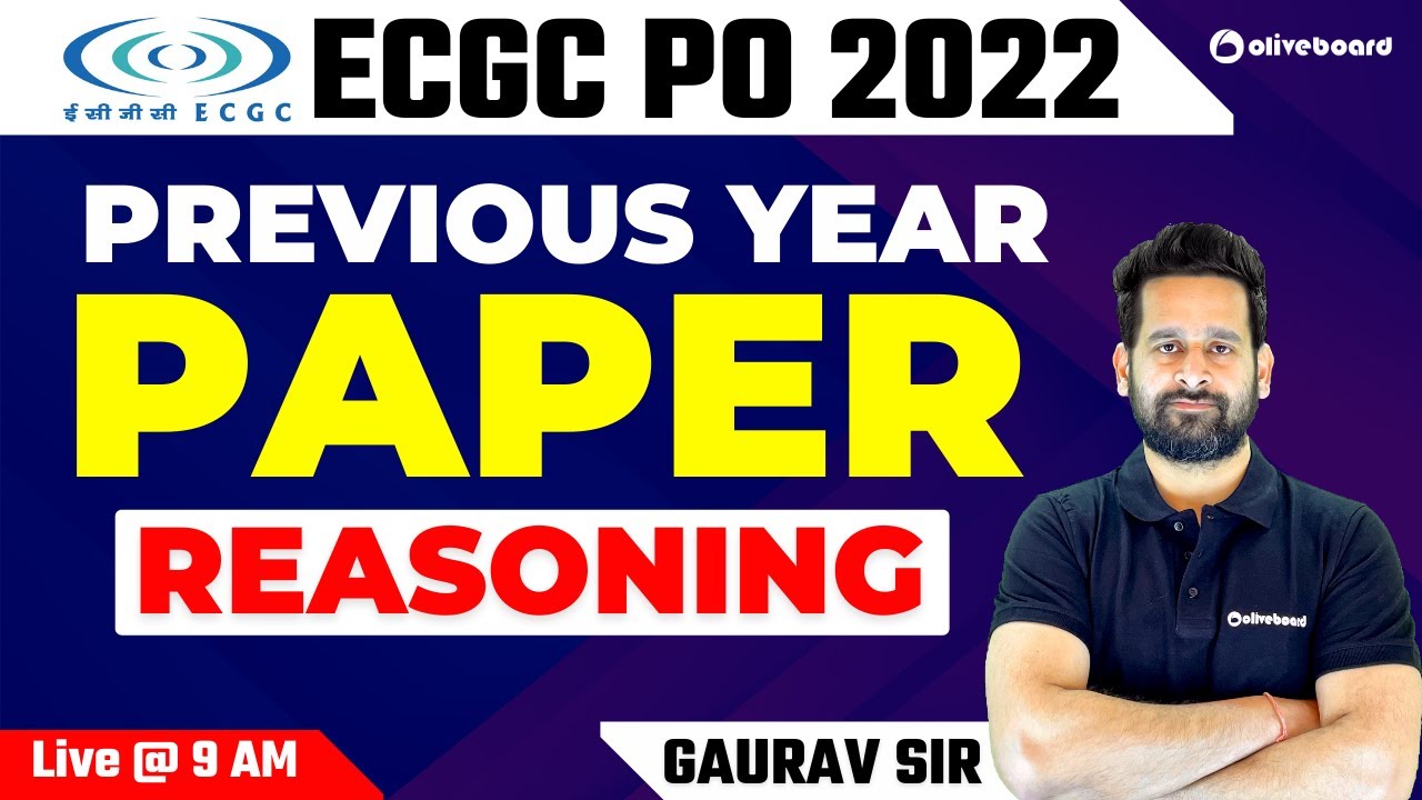 ECGC PO Previous Year Question Paper Reasoning | Complete Paper | By Gaurav Sir