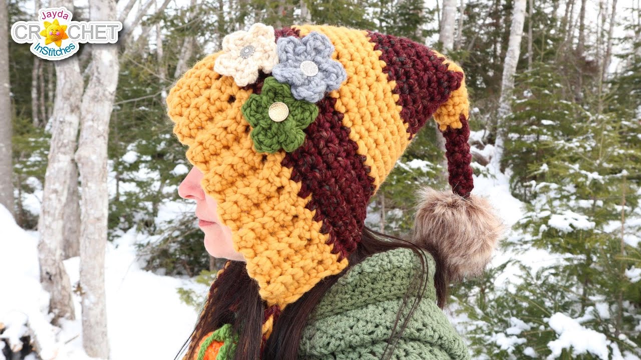 Вязаная шапка Whimsy, изготовленная с использованием пряжи Wool Ease Thick & Quick от Lion Brand.