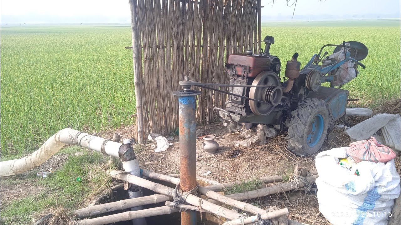 পাবনায় টিলার দিয়ে জমি সেচ করে ভাইরাল কৃষক || tiller machine diesel water pump 2026