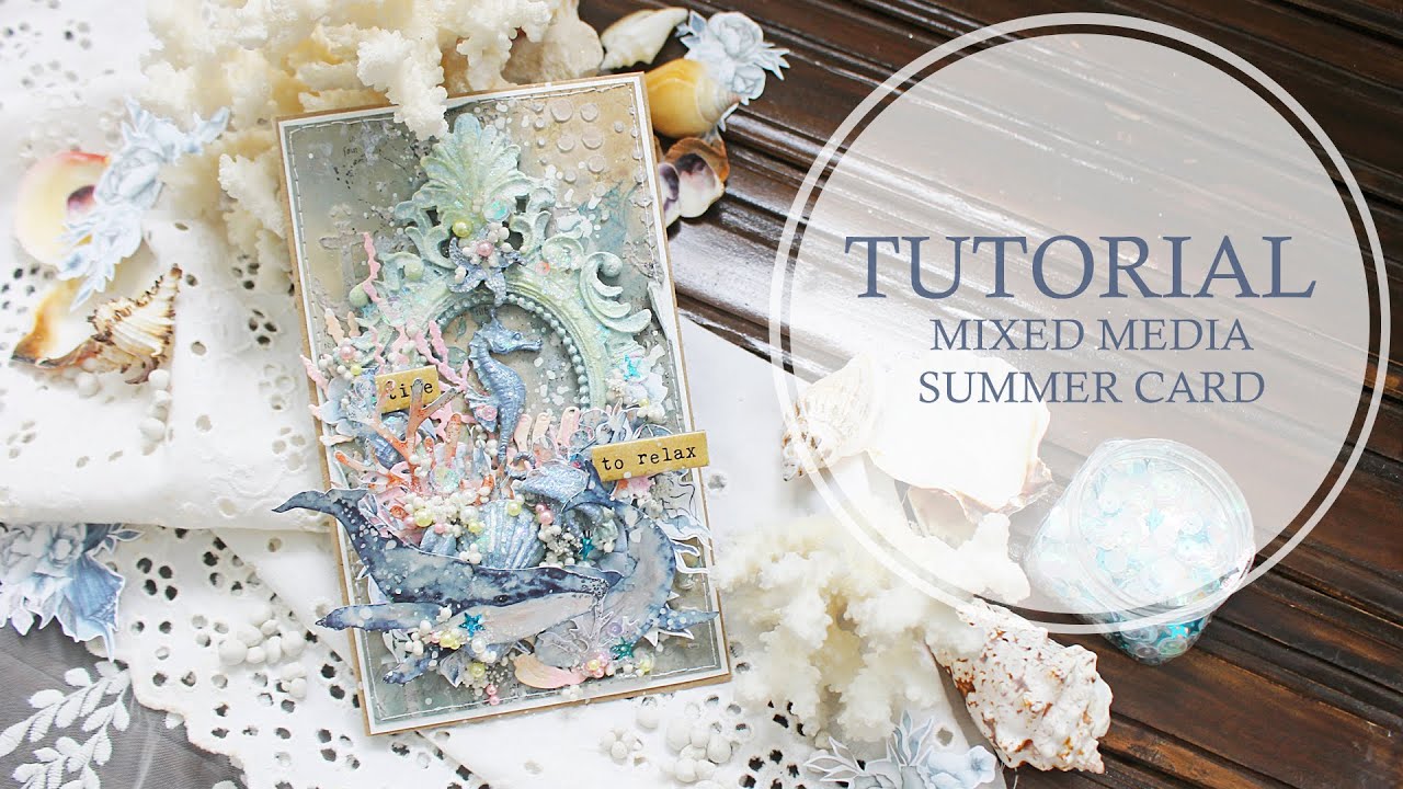 Mixed media summer card. Тutorial | Scrapbooking