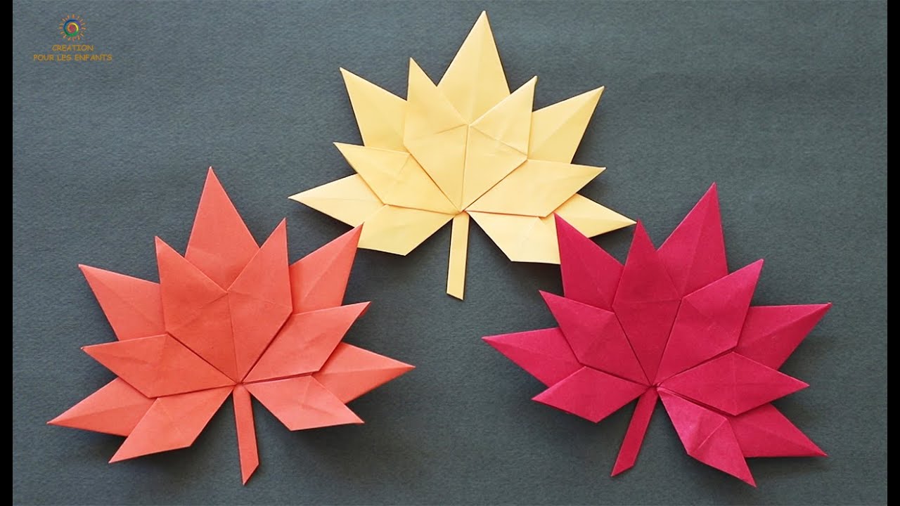 Feuille d’érable en origami.Comment faire des feuilles d'automne en papier facile.Origami Maple Leaf