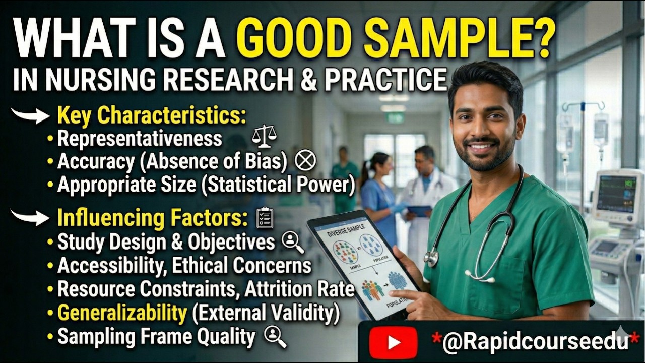 Characteristics of a Good Sample & Factors Influencing Sampling in Nursing  E 55