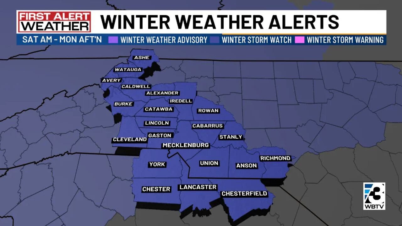 Winter storm watch issued for every county in the Charlotte region