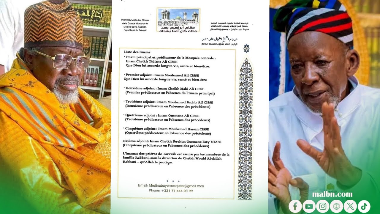 Urgent ! Liste officielle des imams et muezzins de la grande Mosqu&eacute;e de Medina Baye.