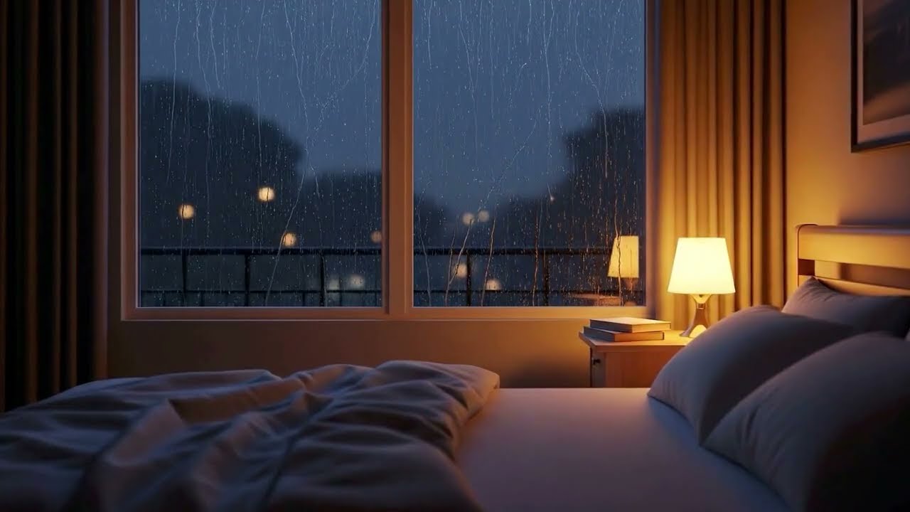 Cozy Bedroom Rain 🌧️ | 5 Hours Rain Sounds for Sleep & Relaxation | Warm Night Ambience