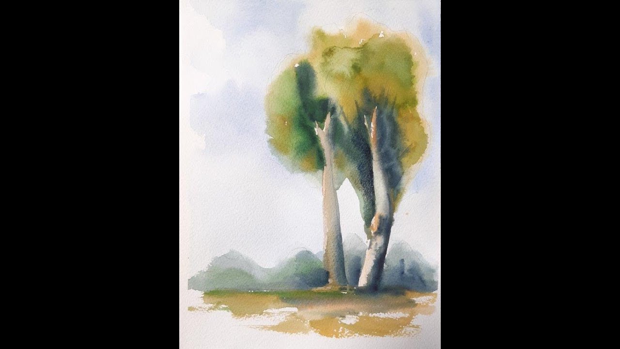 מציירים עצים בצבעי מים בשיטת אלה פרימה