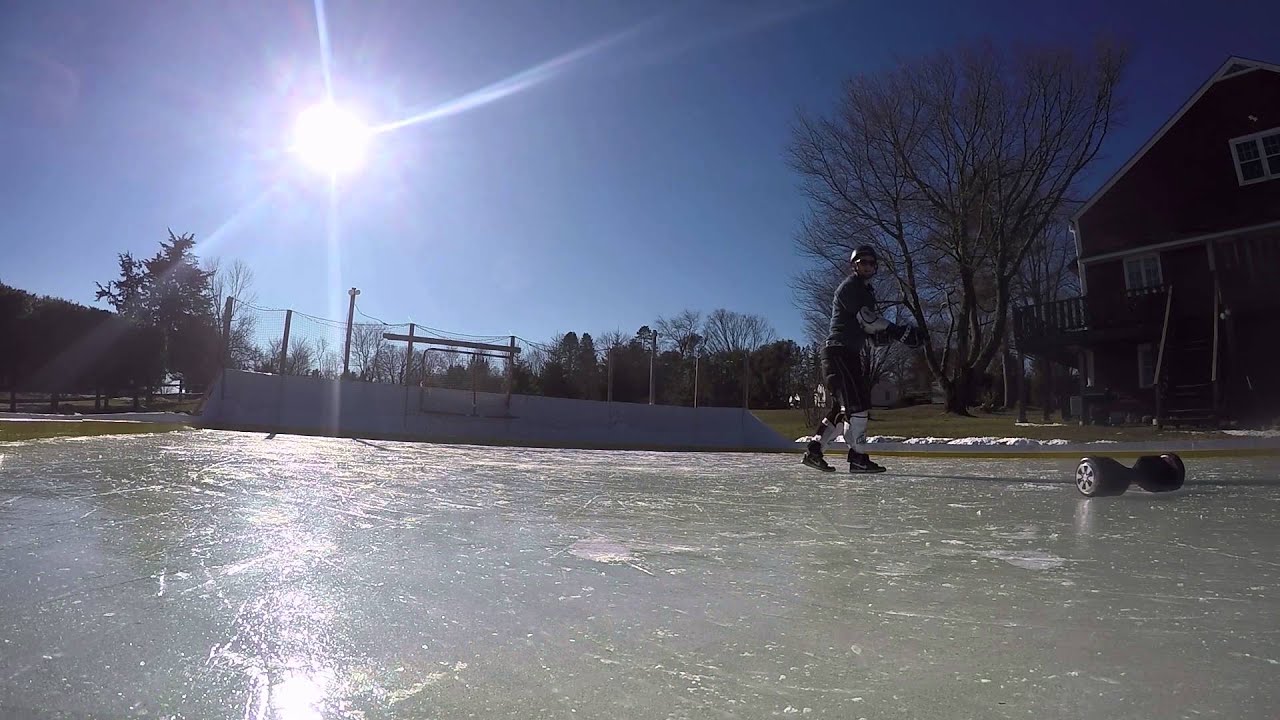 Backyard Rink Footage/ Hoverboard on Ice Rink /Drone
