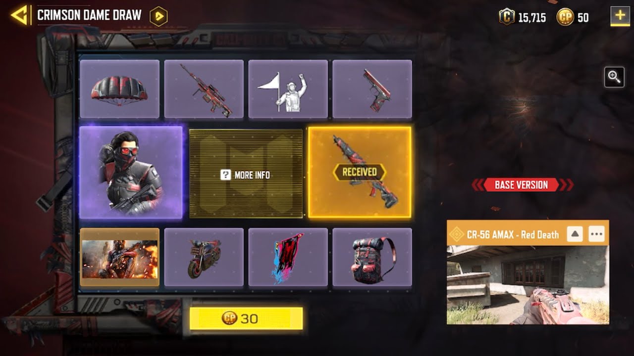 10 CP LEGENDARY!! CRIMSON DAME DRAW CODM | LEGENDARY CR-57 AMAX - Red Death | Call of Duty MOBILE