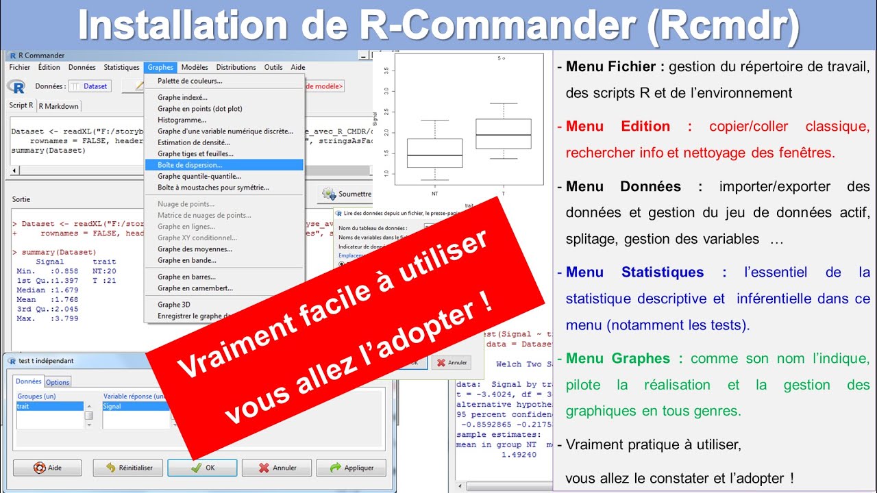 R Commander - Rcmdr - l'interface convivial pour R