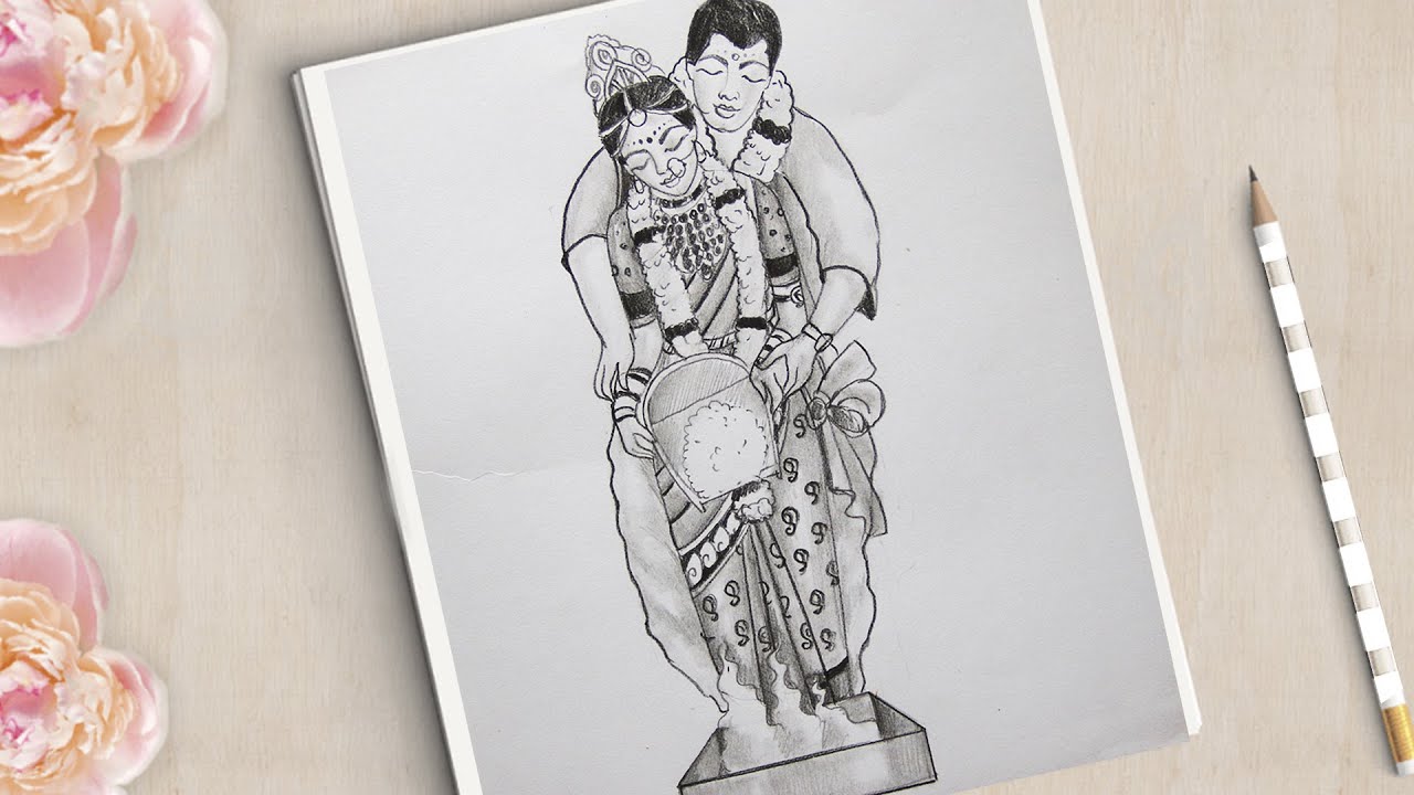 How to Draw traditional Bengali wedding couple Easy || Wedding Drawing