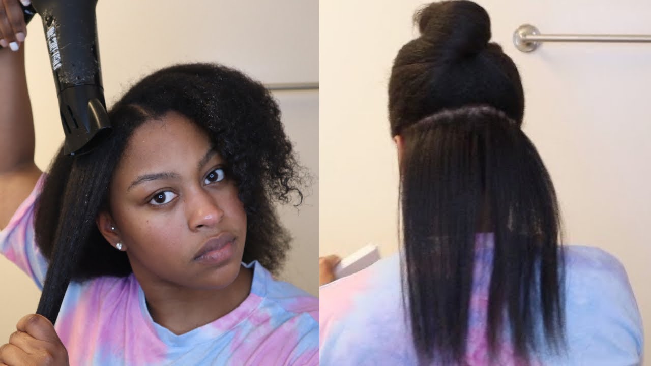 DIY Silk Press Type 4 Hair | Flat Iron Medium Length Natural Hair
