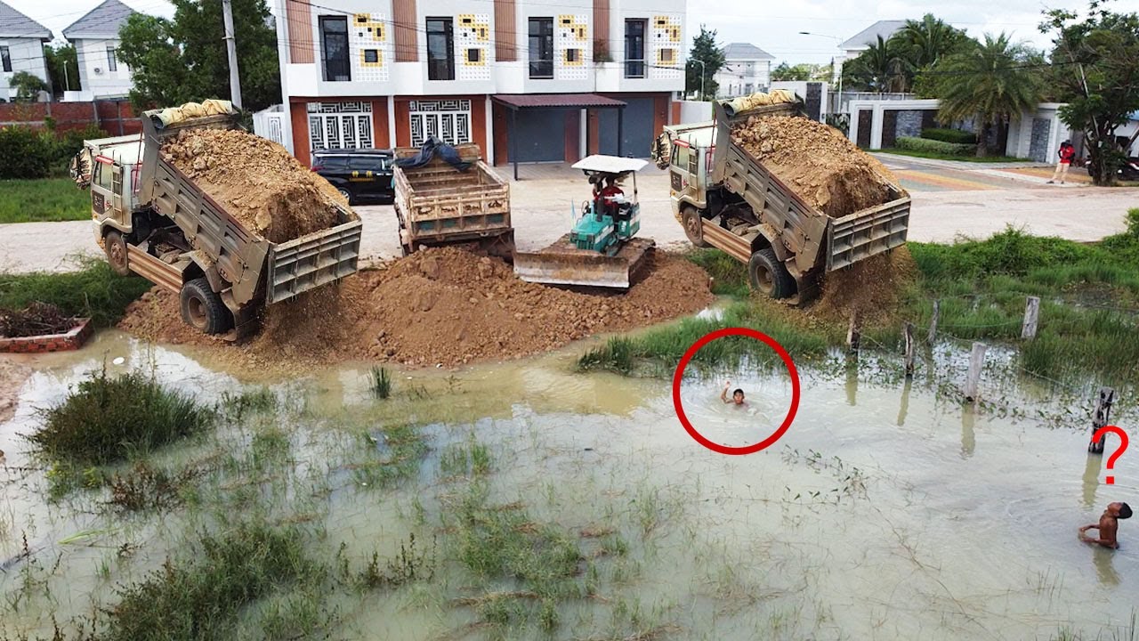 Incredible start new PROJECT! Overloading 5-T dump trucks start new project with new obstacle