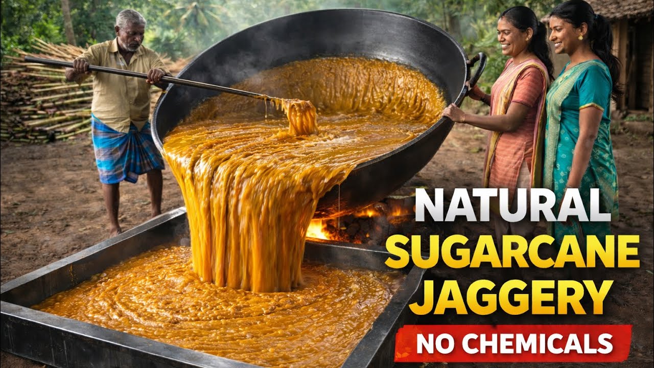 Natural jaggery | Making process✅ #youtubeshorts #hardwork #nature #sweet #healthy 