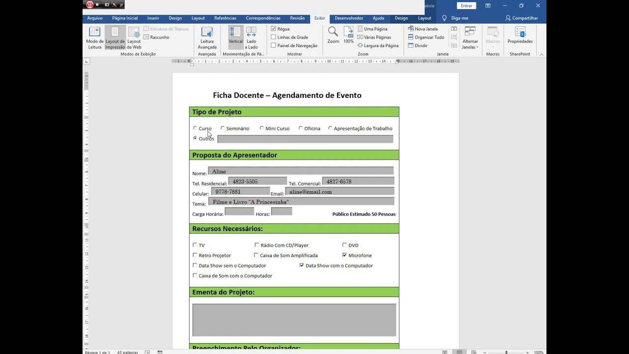 Word Avançado   Elaboração de Formulário