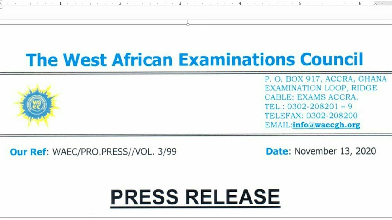 WASSCE 2020 Results Is Out + Full Statistics - Press Reading By Director Micky