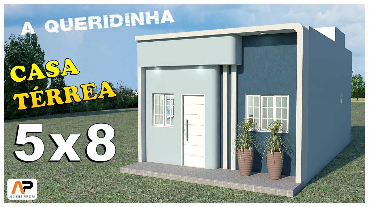 CASA TÉRREA 5X8 M COM 2 QUARTOS - PROJETO PARA TERRENO PEQUENO
