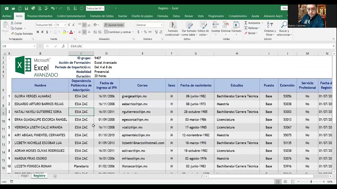 01 Sesión de Presentación Curso de Excel Avanzado Julio 2022