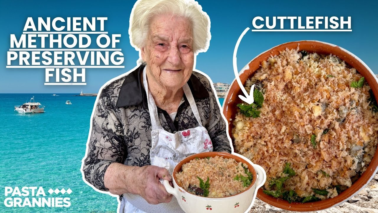 97yr old Ines Makes Cuttlefish "a sarsa" — Ancient Method of Preserving Fish | Pasta Grannies