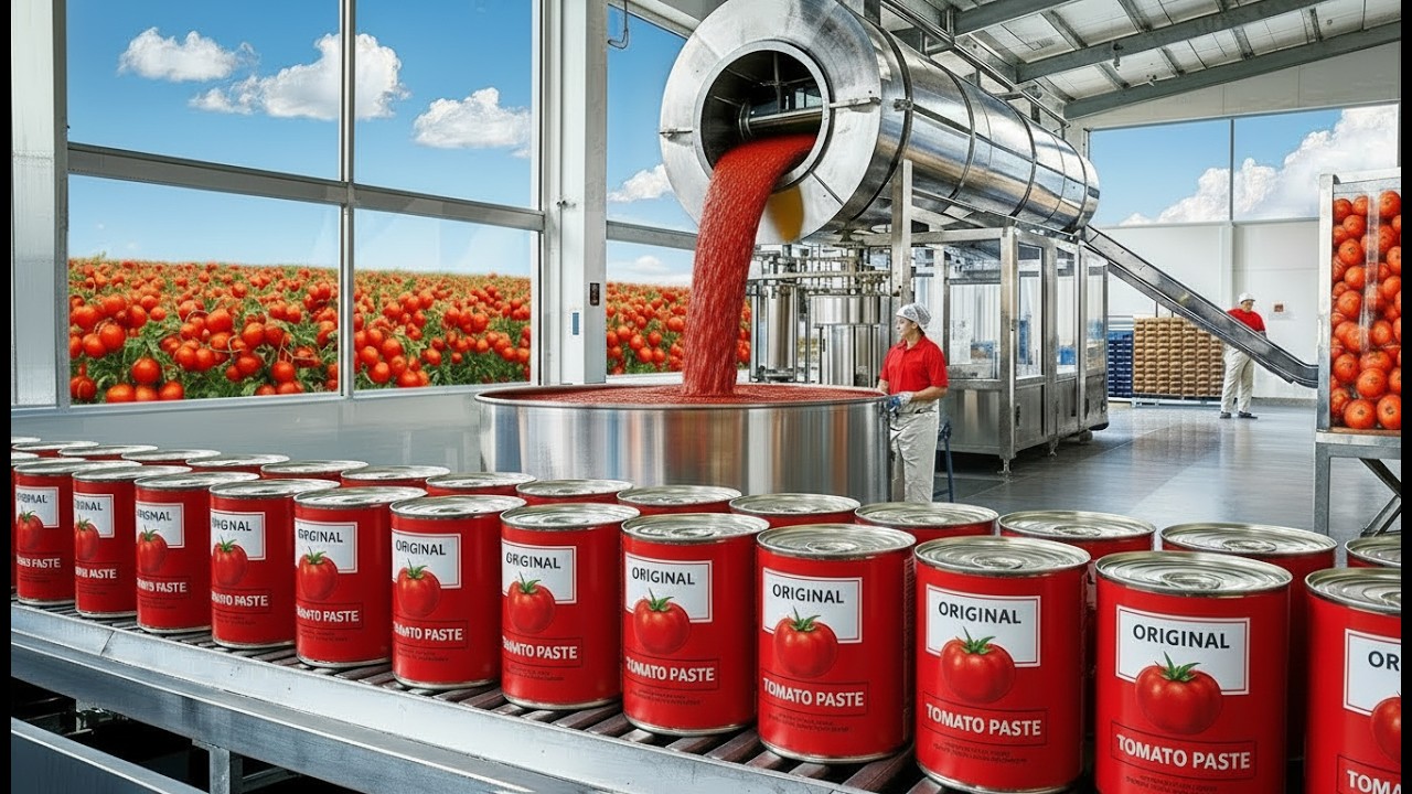 How Tomato Goes From Fresh Fruits to Paste | Inside A Tomato Paste Mega Factory