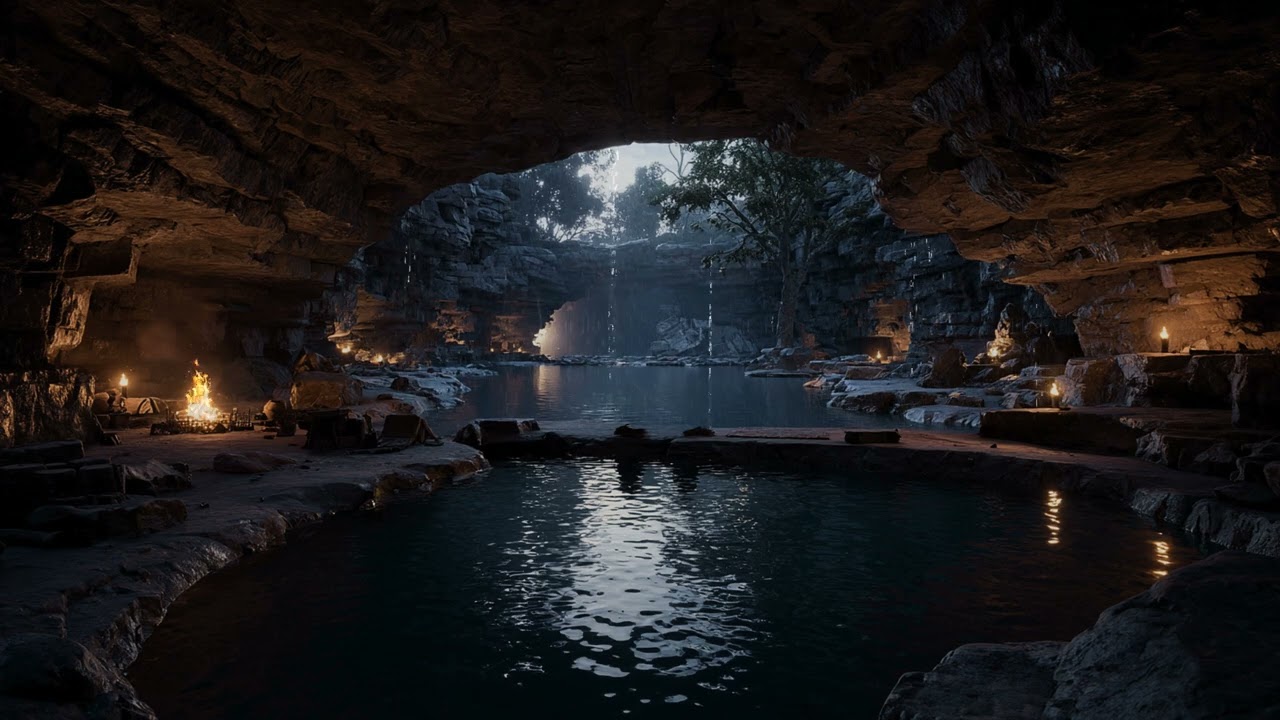 Powerful Thunder Echoing Through a Remote Cave | Intense Rain Atmosphere