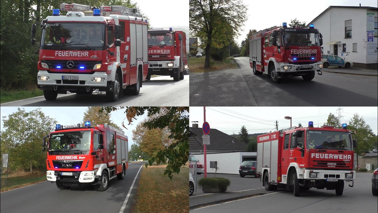 [Brand in Schule] Einsatzfahrten der Feuerwehr Windeck
