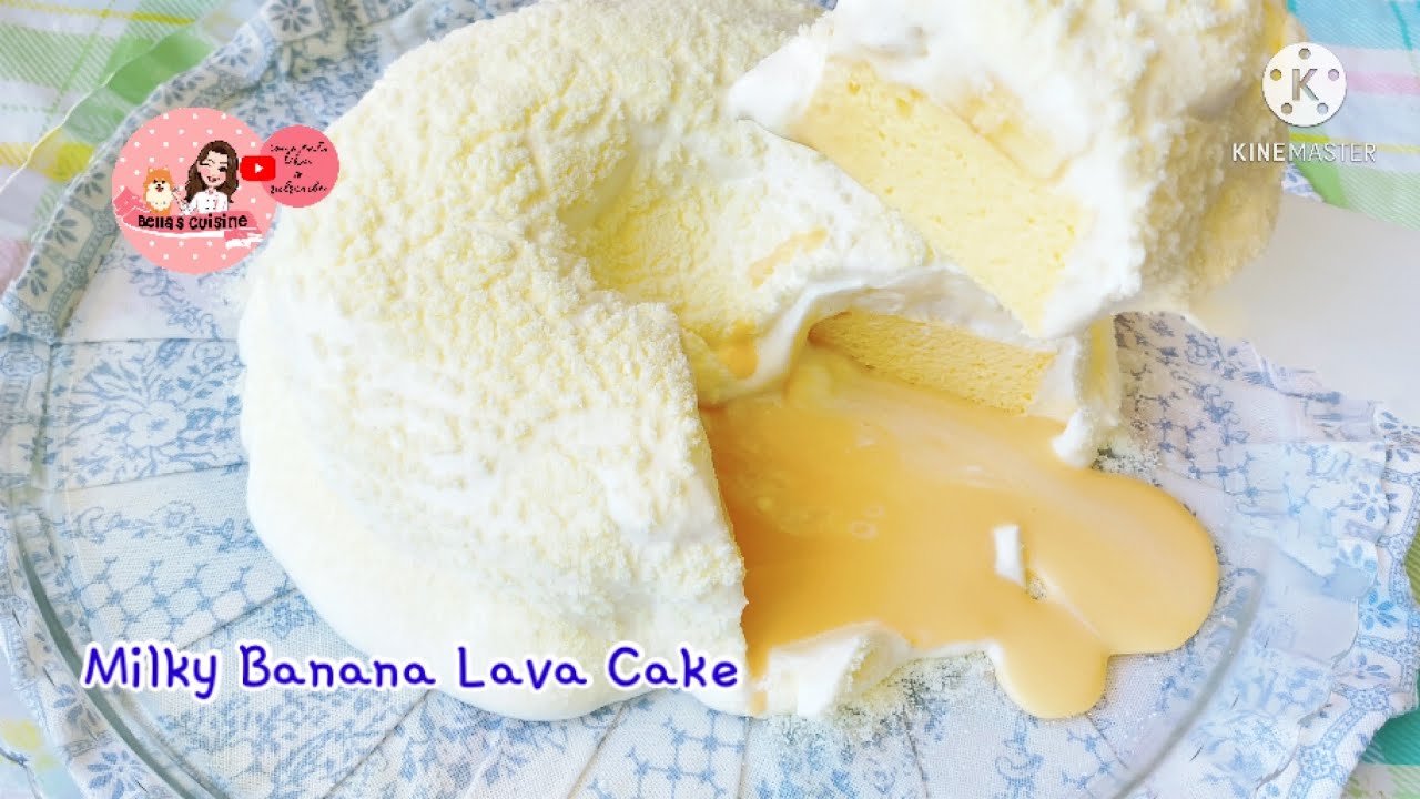 Milky Banana Lava Cake~เค้กไข่คาสเทลล่ากล้วยหอมกับลาวานมข้น และวิปครีมนุ่มๆหอมมัน 🍌🥛🍰