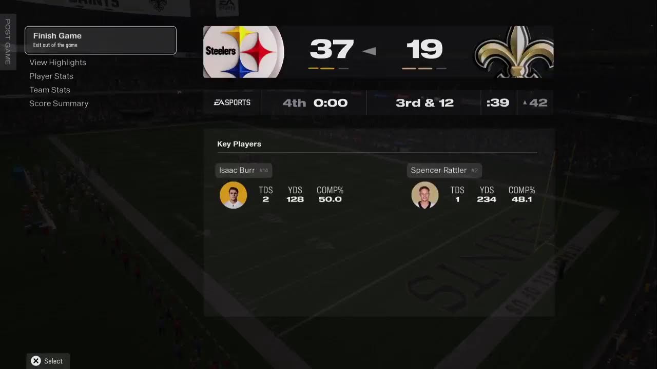 Season 34 - Week 15: Pittsburgh Steelers vs New Orleans Saints
