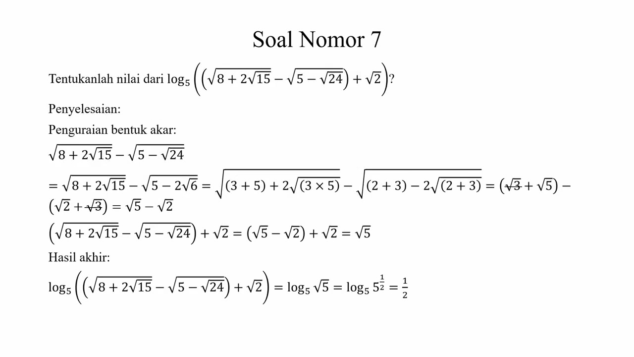 Latihan Soal Olimpiade Matematika SMP (Logaritma)