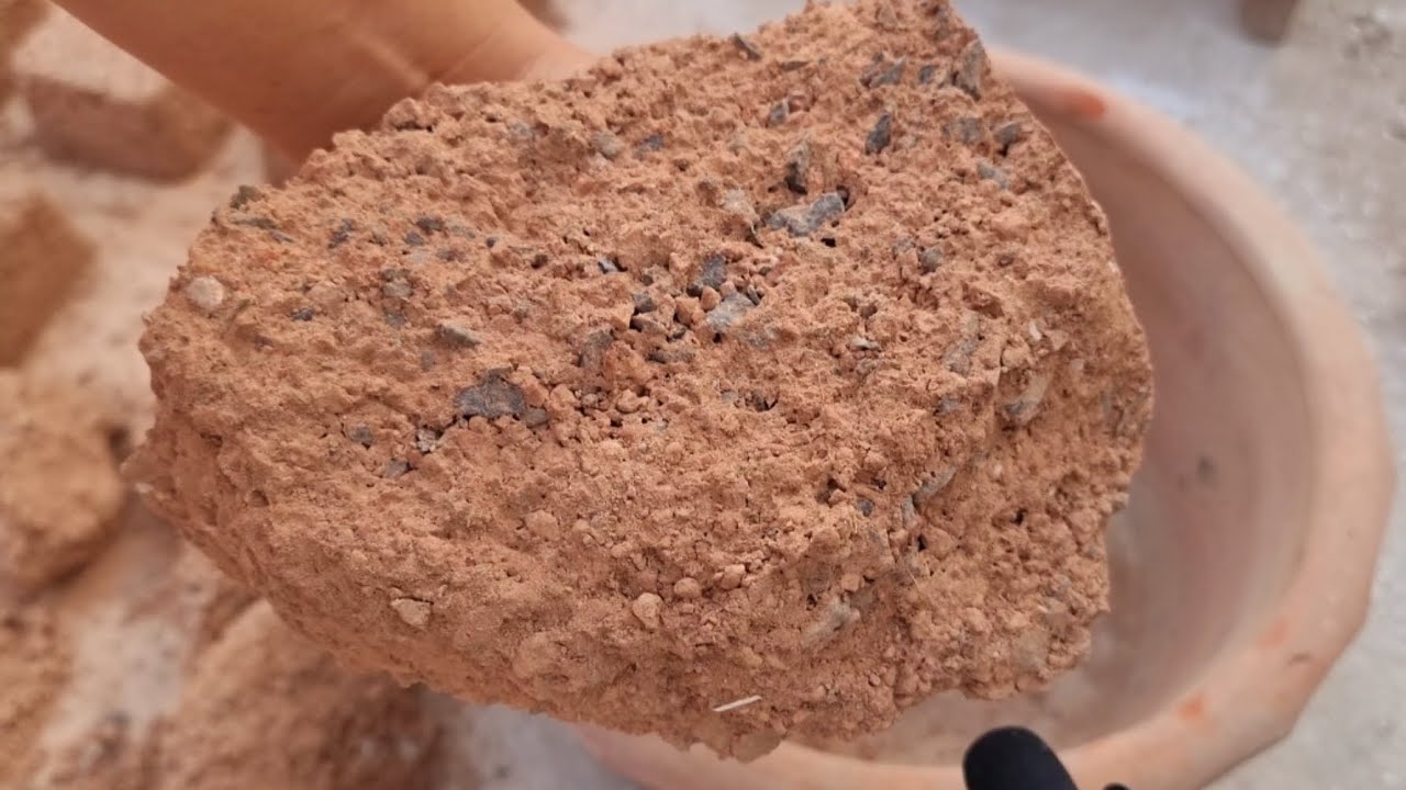 ASMR: New Gritty Red Dirt Crumbling in Claypot, Extremely Satisfying, Sleepaid, Oddly Satisfying