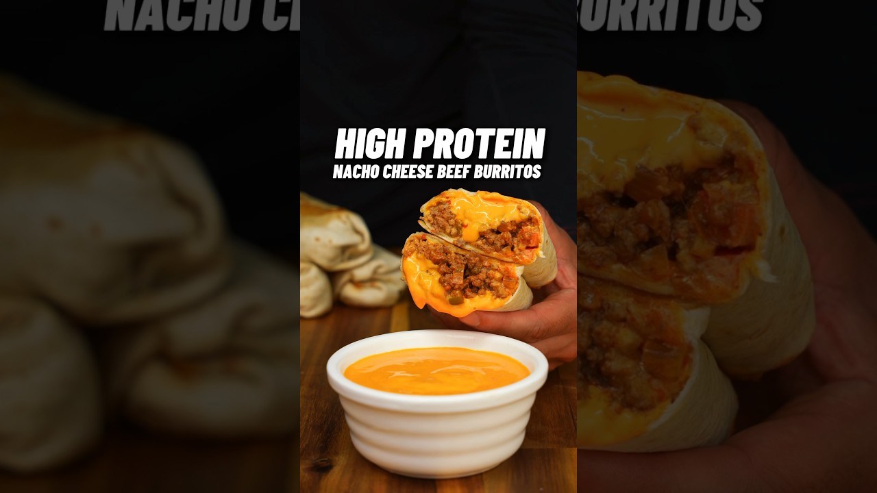 EASIEST High Protein Nacho Cheese Burritos! ONLY 463 calories with 52g Protein🔥🧀💪🏽 #mealprep