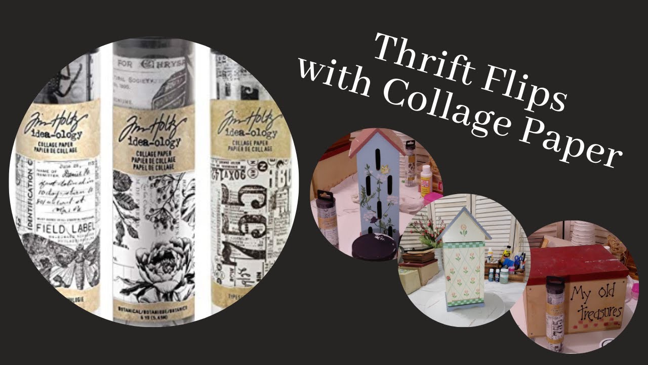 Upcycling Thrifted Wood Boxes with Collage Papers | Black and White Decor