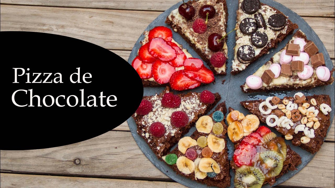Pizza de chocolate con Brownie - Pizza dulce - Pizza de Nutella con oreo
