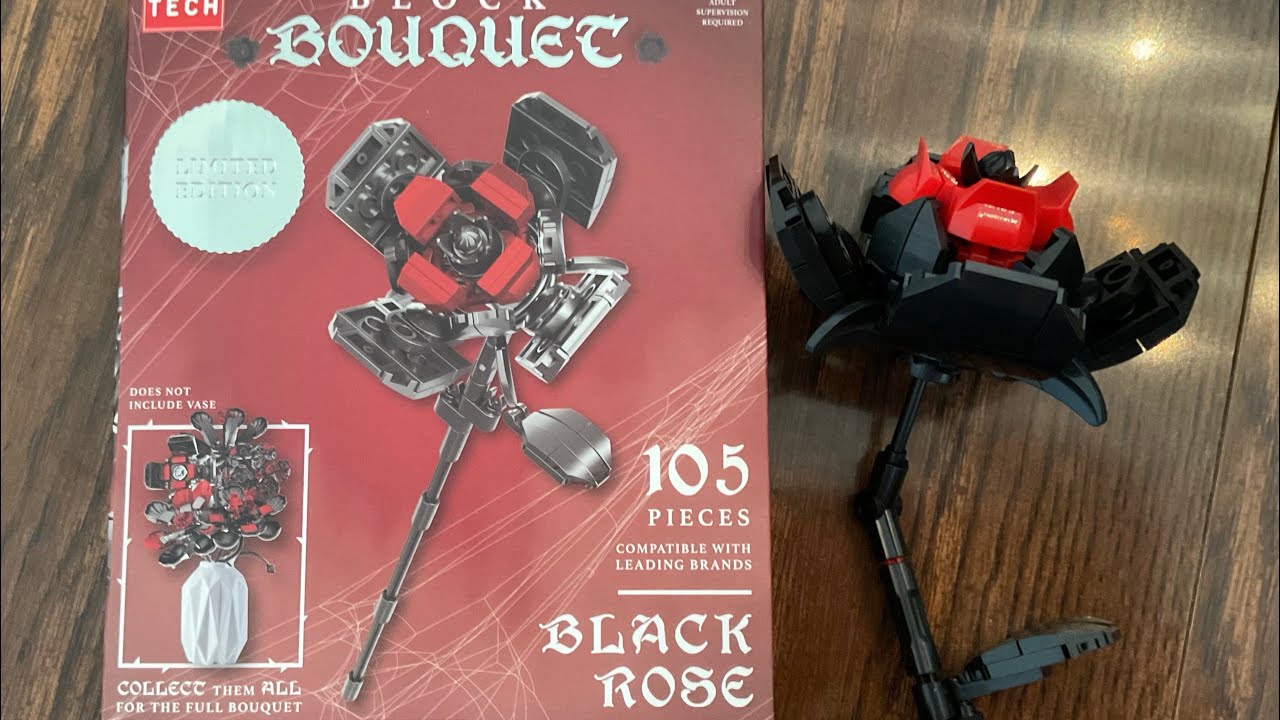 Набор строительных блоков Let’s Build Block Tech Bouquet Black Rose | Five Below. Совместимые с L...