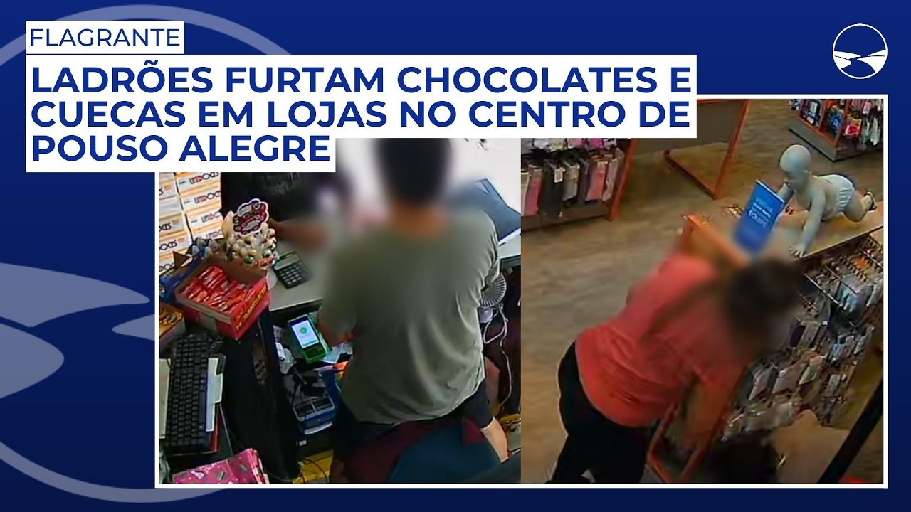 Flagrante: Ladrões furtam chocolates e cuecas em lojas no centro de Pouso Alegre
