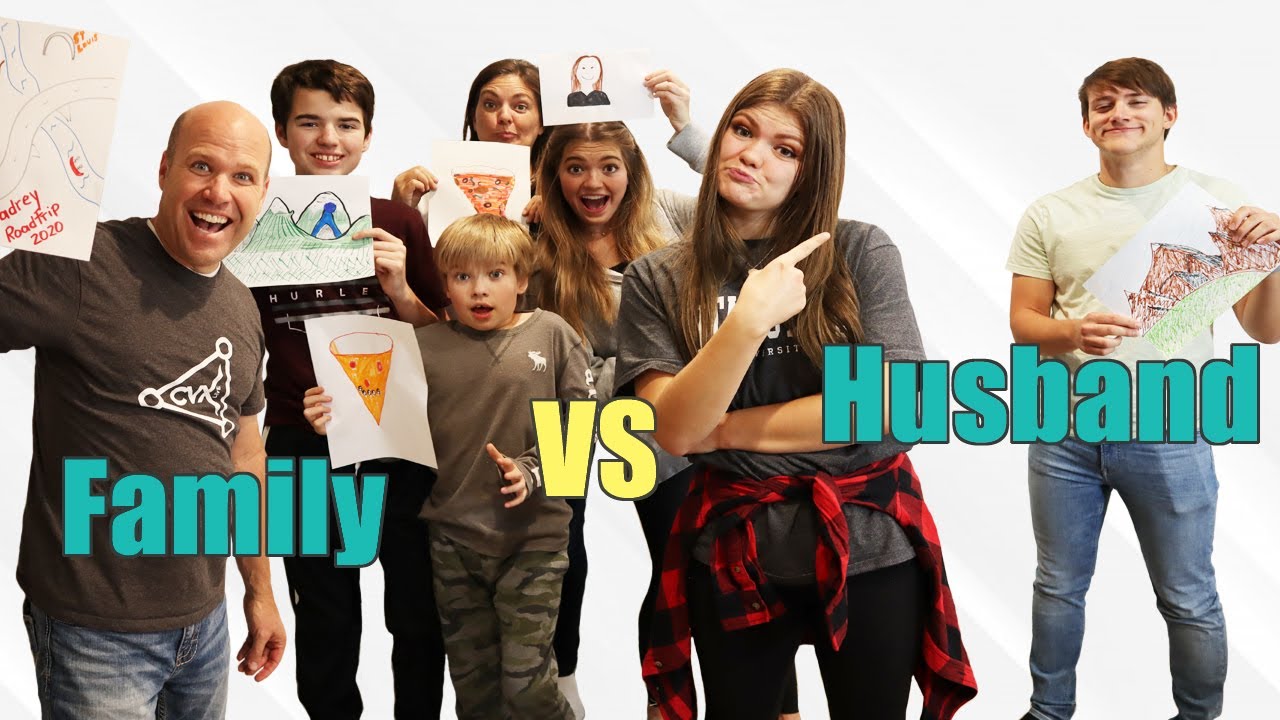 5 Family Members Vs 1 Husband ART Challenge! Can I Guess Who My Husband Is?