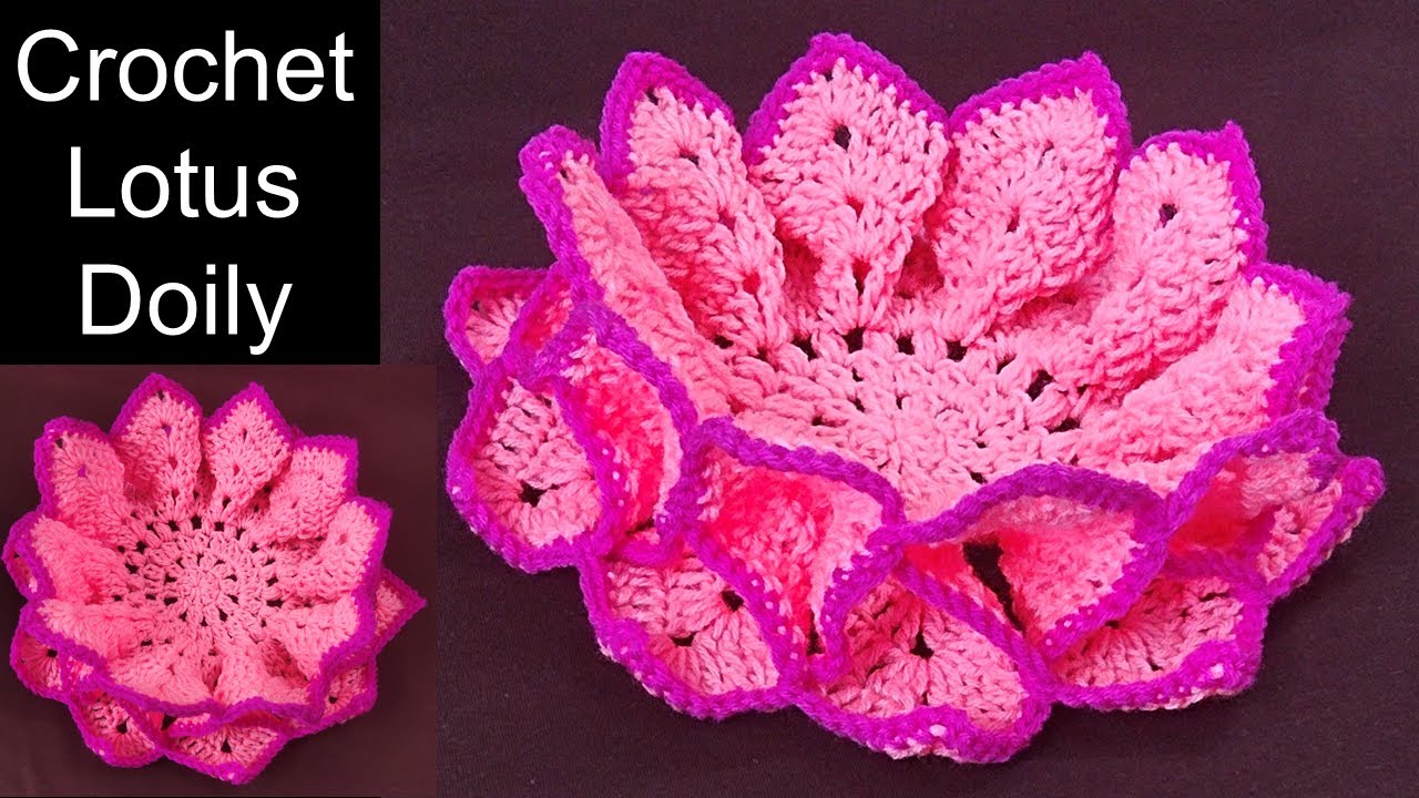 How to Crochet beautiful Lotus Doily using 2dc tog,puff stitches लोकरीचा कमळाचा रुमाल विणुयात#decor