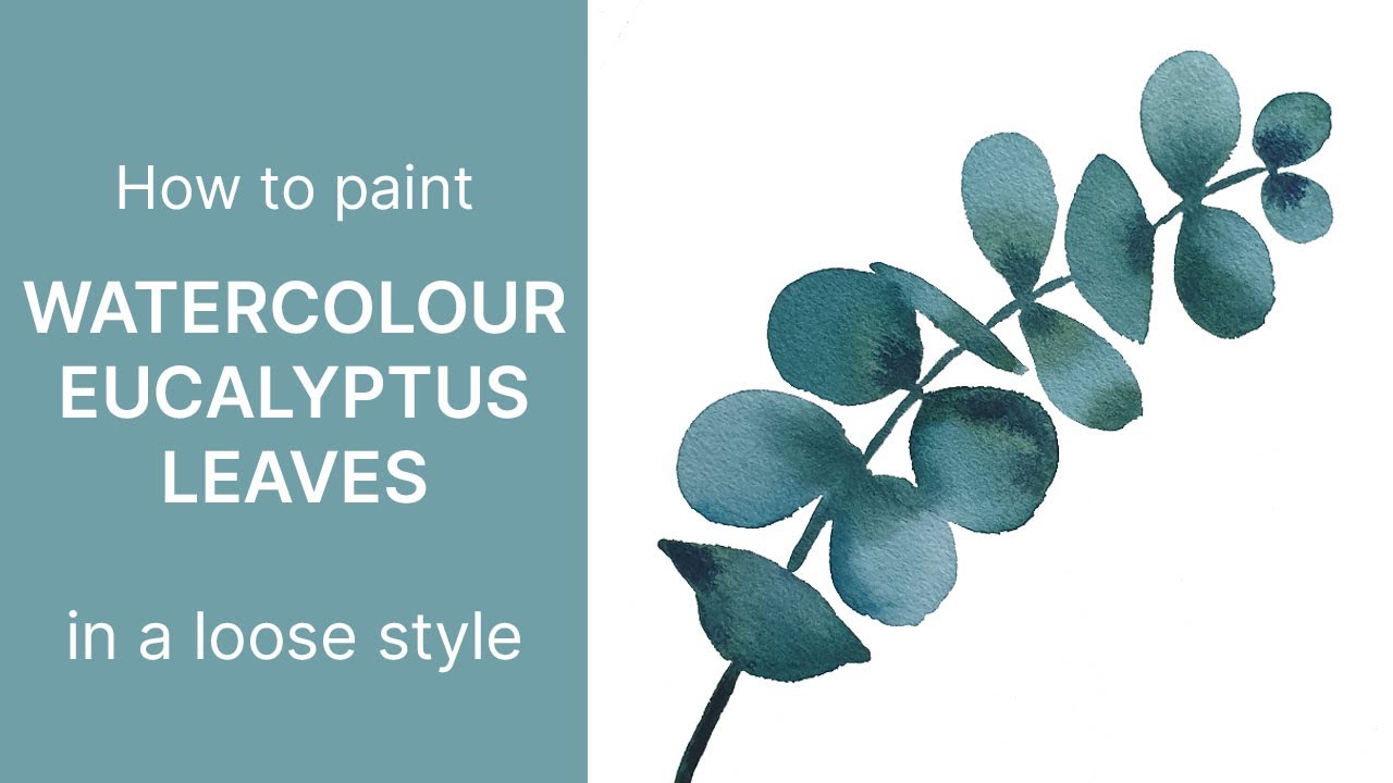How to Paint Eucalyptus in Watercolor - Easy Abstract Eucalyptus Branches | Emily Wassell