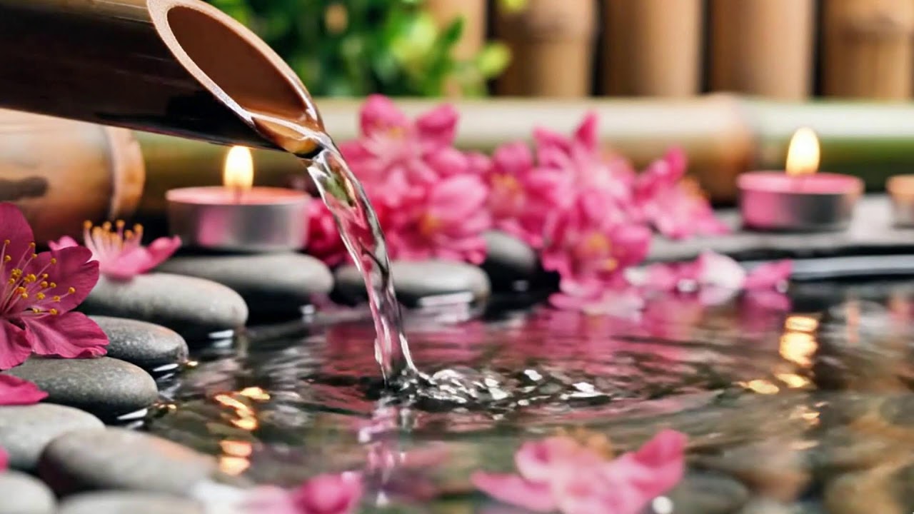 Relaxing Sleep Music 🌿Bamboo Water Fountain & Nature Sounds, Soothing Spa Piano Music, Stress Relief