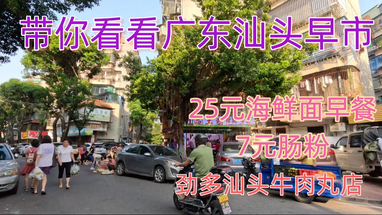 带你看看广东汕头早市！体验本地人的生活！25元海鲜面早餐！7元肠粉！劲多牛肉丸店！55元一斤！15元车费，坐1小时车到潮州！Shantou Morning Market, China#美食#旅游#街拍