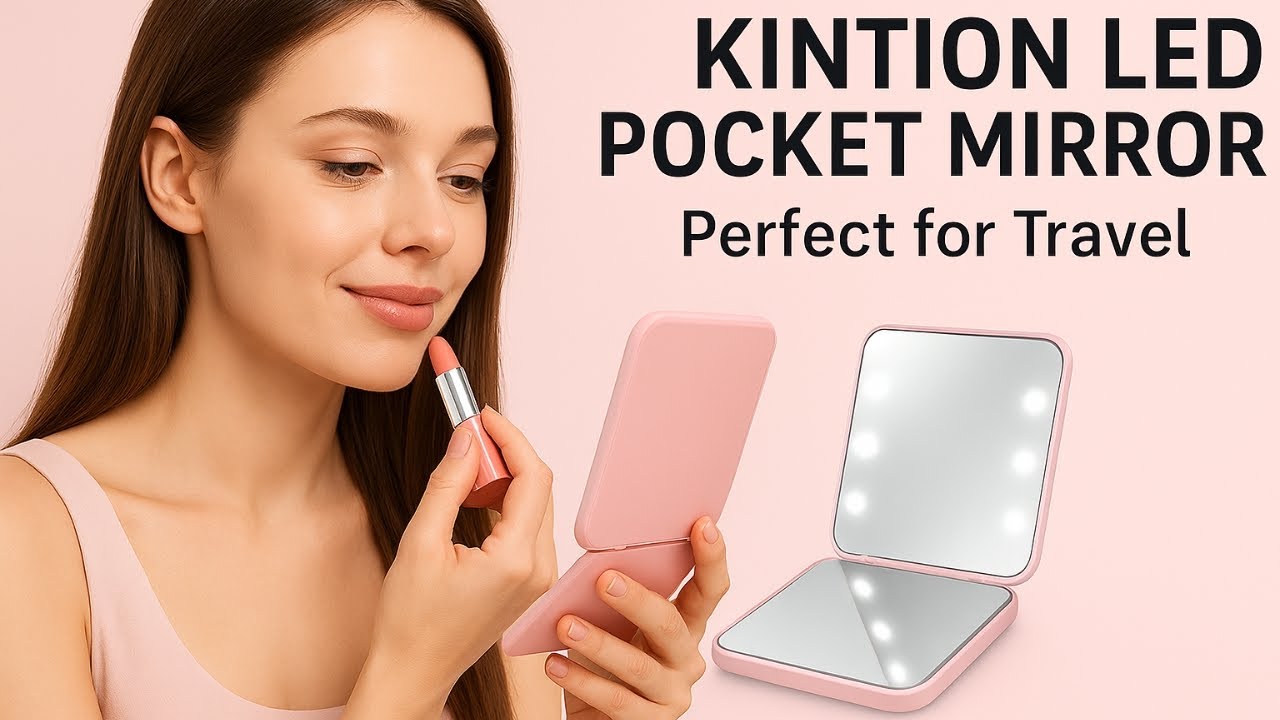 Kintion Pocket Mirror with LED Lights &ndash; Compact, 1X/3X Magnification Travel Makeup Mirror for Women