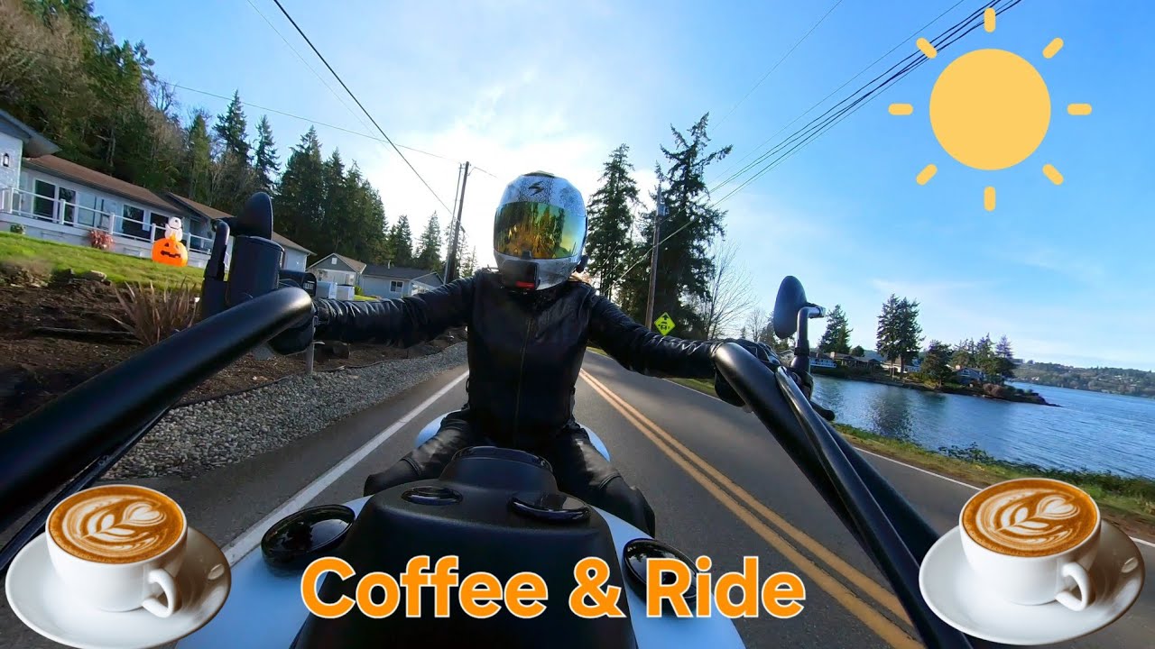 Coffee with a biker chic. Ride to Coffee. #biker #coffee #motorcycle 