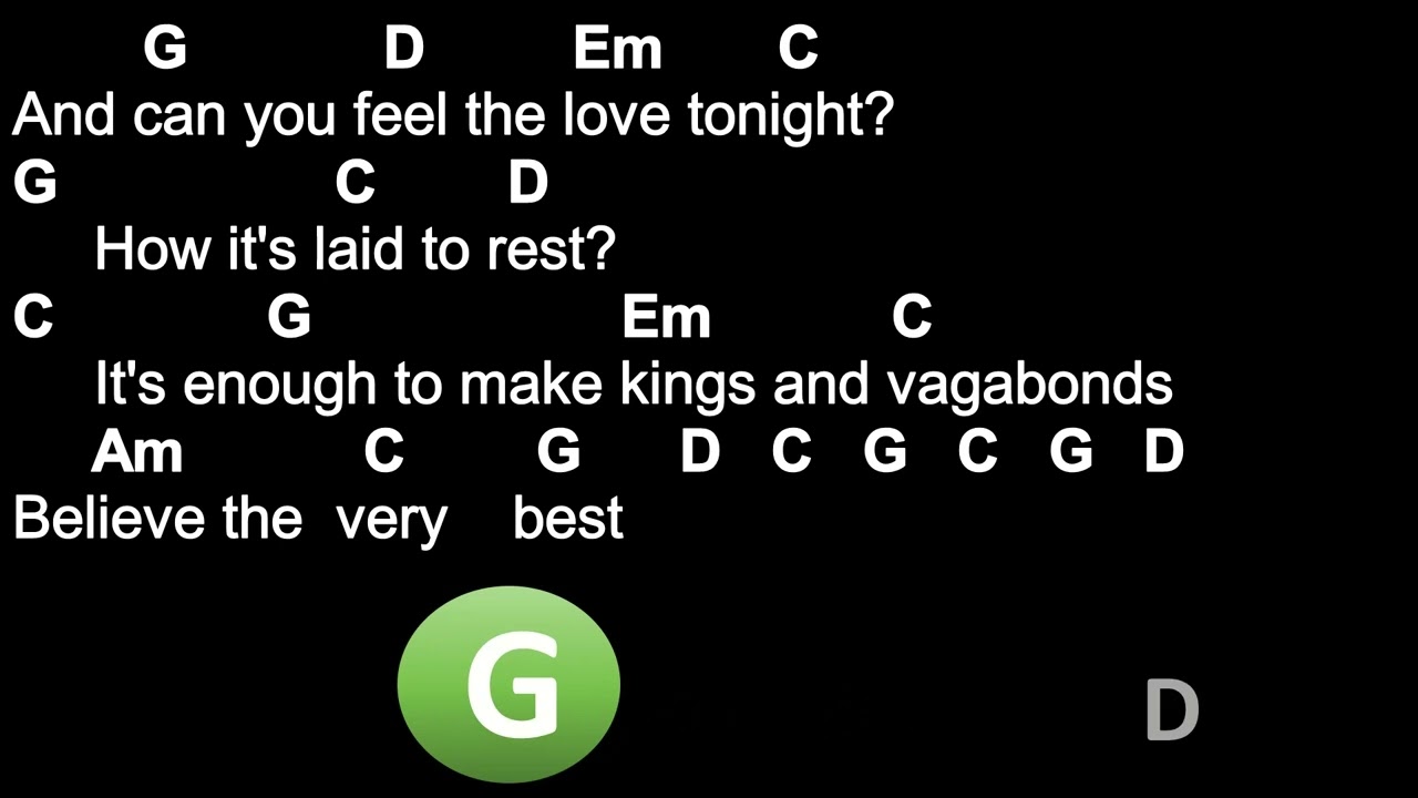 Can You Feel the Love Tonight - Elton John - Chords