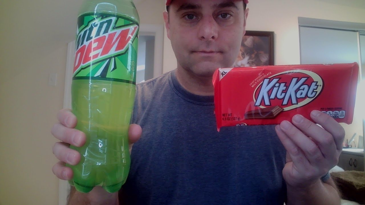 ASMR Eating Kit Kat Candy Bars and Drink Review
