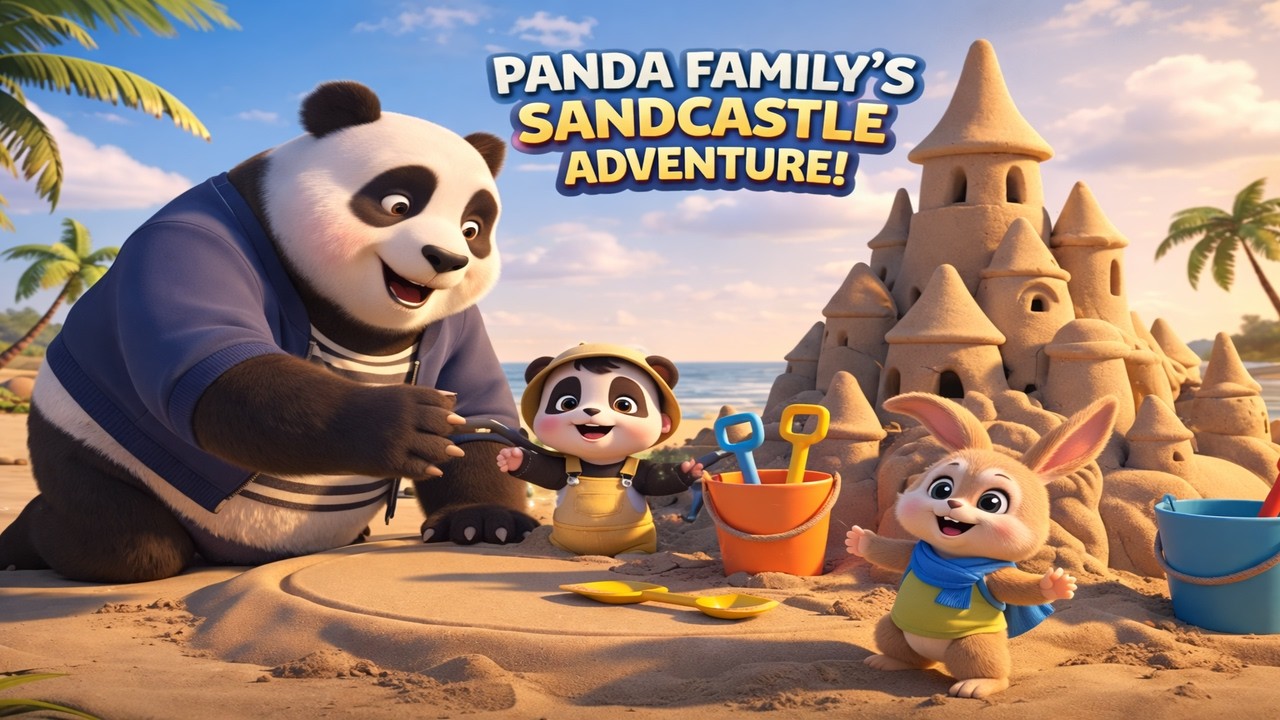 Panda Baby & Bunny Milo Build Sandcastle Magic! 🌊