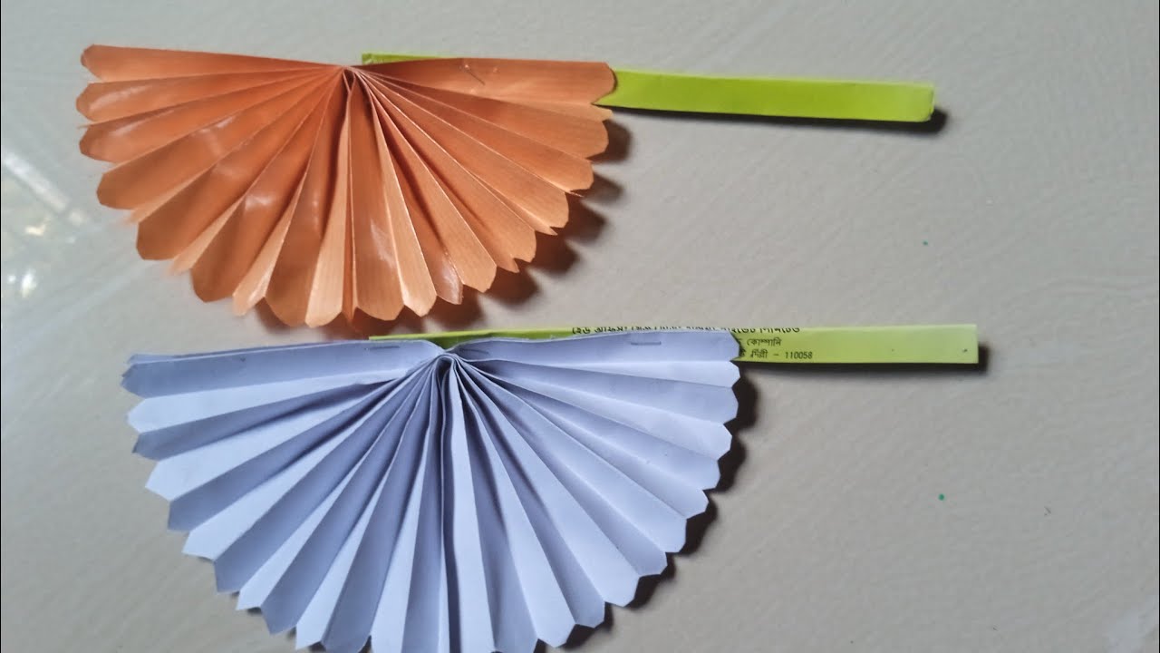 🌞❤️‍🔥Beautiful hand fan making with paper#হাত পাখা তৈরি #কাগজ দিয়ে! 